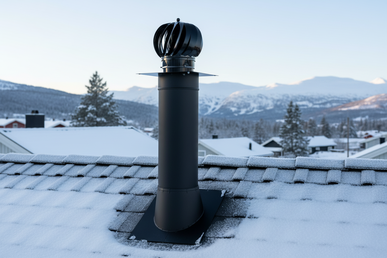 Vestlandsviften montert på pipe